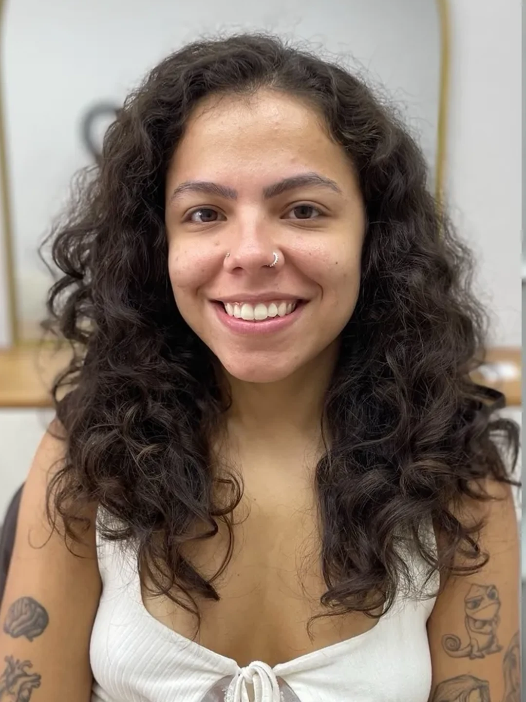 Antes do serviço Botox para cachos